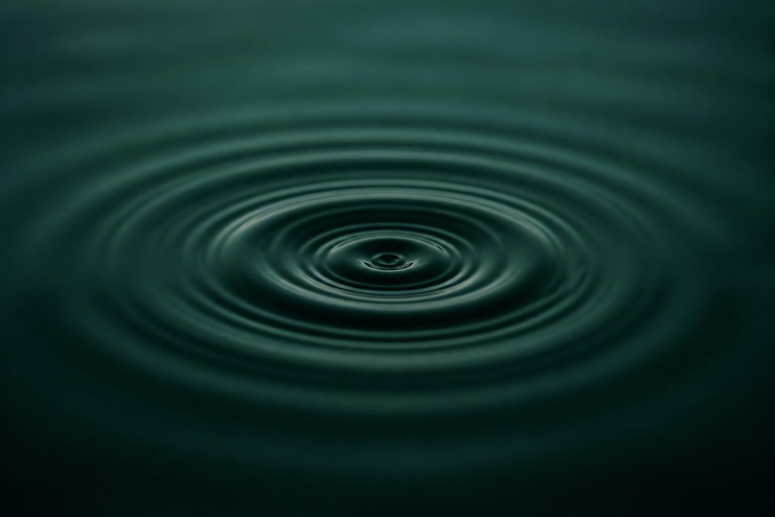 A single ripple spreading across dark still water